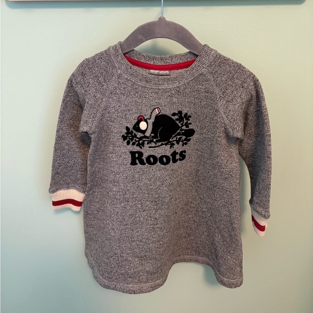 Roots Gray Long Sleeve Sweatshirt Dress